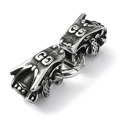 Tibetan Style 304 Stainless Steel Spring Gate Rings FIND-Z046-04AS-02-1