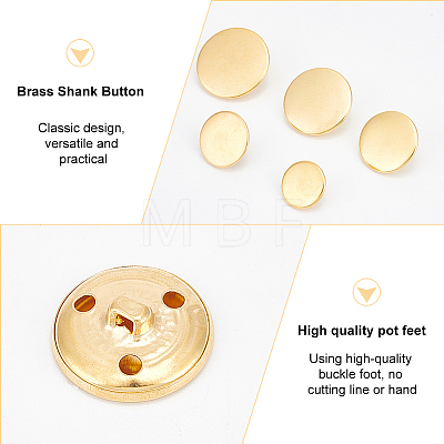 Olycraft 50Pcs 5 Styles 3-Hole Brass Buttons BUTT-OC0001-47G-1