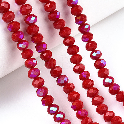 Electroplate Opaque Solid Color Glass Beads Strands EGLA-A034-P6mm-L21-1