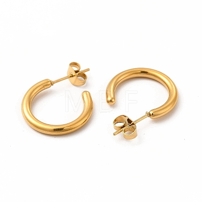 304 Stainless Steel Ring Stud Earrings EJEW-C004-12B-G-1