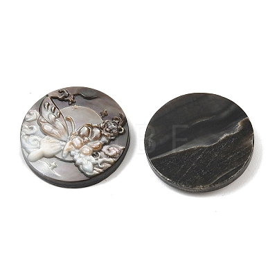 Natural Black Lip Shell Carved Cabochons SSHEL-B006-01B-D-1