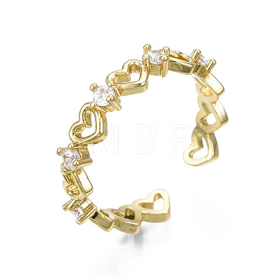 Exquisite Cubic Zirconia Heart Cuff Ring X-RJEW-N035-057-NF-1