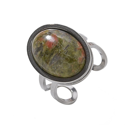 Oval Natural & Synthetic Gemstone Finger Rings RJEW-M062-02P-19-1