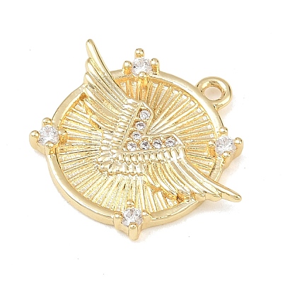 Brass Micro Pave Clear Cubic Zirconia Pendants KK-G545-02G-1