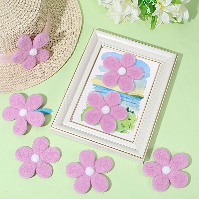 8Pcs Daisy Flower Wool Felt Fabric Costume Accessories AJEW-PH0008-82C-1