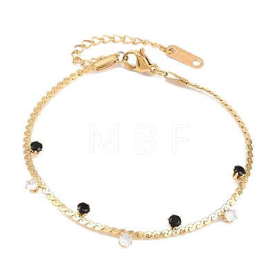 Round 304 Stainless Steel & Rhinestone Charm Bracelets BJEW-B171-08G-1