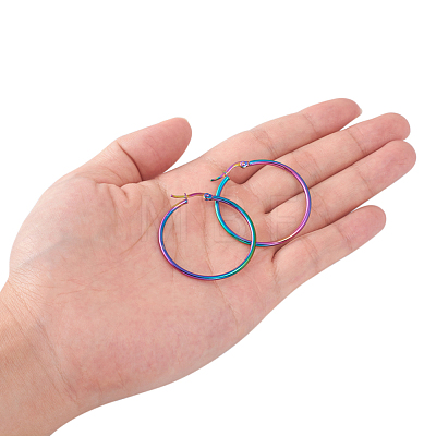 304 Stainless Steel Big Hoop Earrings EJEW-F105-07M-1