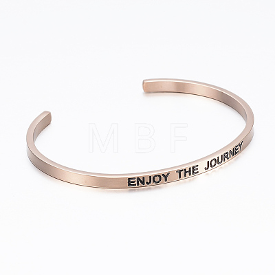 304 Stainless Steel Inspirational Cuff Bangles BJEW-K173-14-1