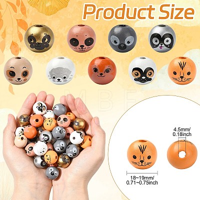 90Pcs 9 Styles Schima Wood European Beads WOOD-CJ0002-77-1