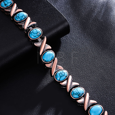 Zinc Alloy & Synthetic Turquoise  Link Chain Bracelets FS-WGDAAA9-03-1
