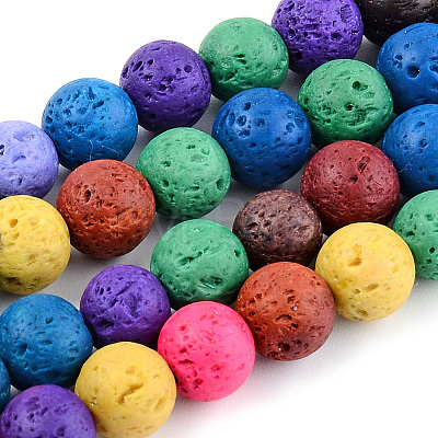 Synthetic Lava Rock Beads Strands X-G-S247-10mm-01-1-1
