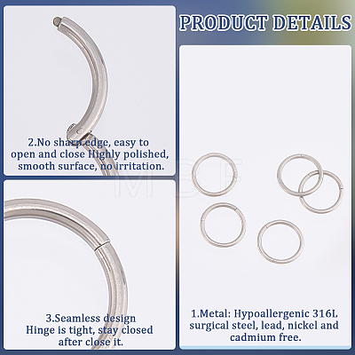 10Pcs 316L Stainless Steel Sleeper Earrings EJEW-BBC0001-56D-1