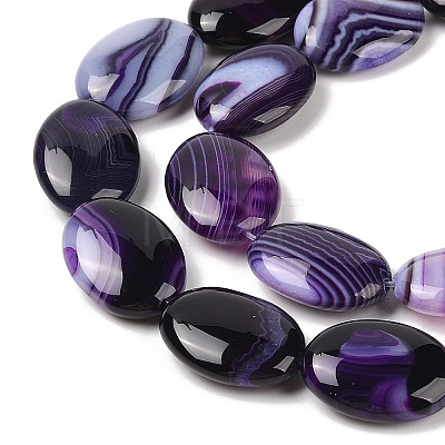 Natural Striped Agate/Banded Agate Beads Strands G-Q182-01G-1