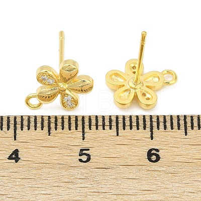Brass Micro Pave Clear Cubic Zirconia Stud Earring Findings LS-KK-Z099-01G-02-1
