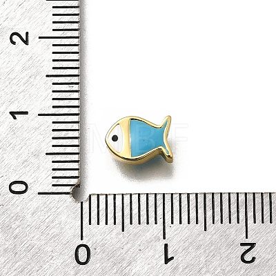 Brass Enamel Beads KK-P295-47G-01-1