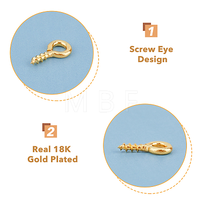 HOBBIESAY 200Pcs Brass Screw Eye Pin Peg Bails KK-HY0003-40-1