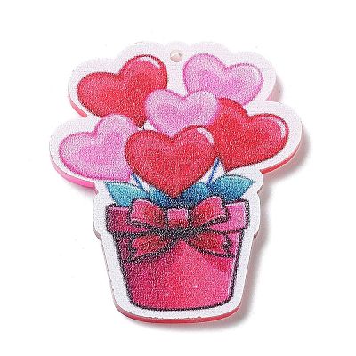 Valentine's Day Opaque Printed Acrylic Pendants for Earrings Making MACR-M037-01E-1