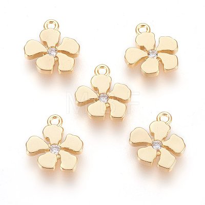 Brass Micro Pave Cubic Zirconia Charms X-ZIRC-Q014-002G-1