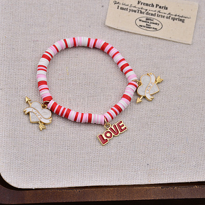 Valentine's Day Zinc Alloy Enamel Charm Bracelets FS-WG4D636-08-1