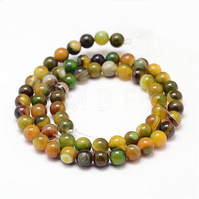 Natural Striped Agate/Banded Agate Bead Strands G-K155-A-6mm-08-1