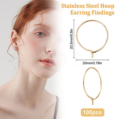 100Pcs 316 Surgical Stainless Steel Hoop Earring Findings STAS-BBC0002-01-1