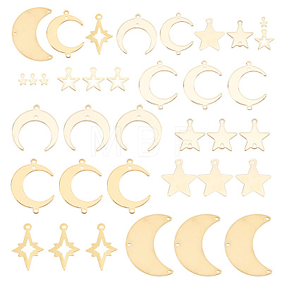 36pcs 9 styles Brass Connector Charms and Pendants Sets KK-AR0003-15-1