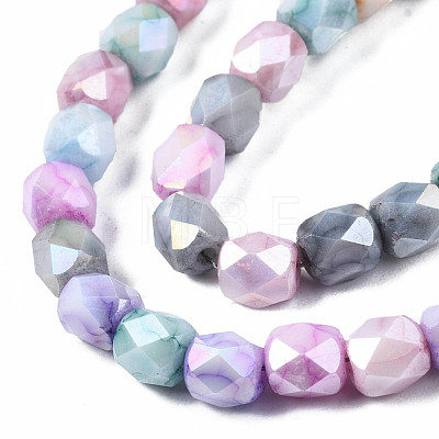 Opaque Baking Painted Glass Beads Strands EGLA-N006-008-A07-1