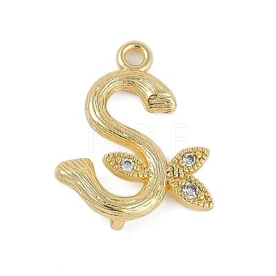 Brass Crystal Rhinestone Letter Links Connector Charms KK-S395-06G-S-1