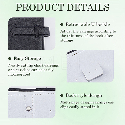 Portable PU Leather Earring Display Book EDIS-CL0001-02B-1