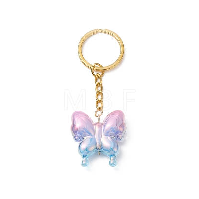 Butterfly UV Plating Rainbow Iridescent Acrylic Pendant Keychain KEYC-JKC00485-1