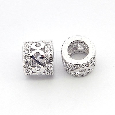 New Items Brass Micro Pave Cubic Zirconia European Beads ZIRC-L007-04P-1