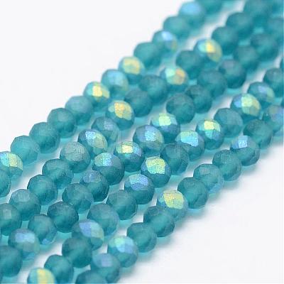 Half AB Color Plated Faceted Rondelle Glass Bead Strands EGLA-L007-F07-4mm-1