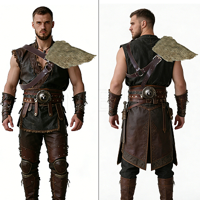 1Pc Medieval Faux Fur Single Shoulder Armor AJEW-CL0004-81-1