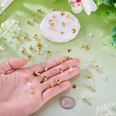 50Pcs Brass Earring Settings KK-TA0008-38A-1