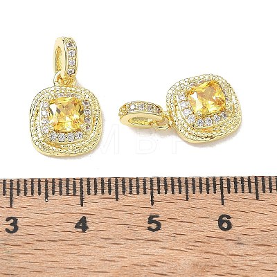 Brass Micro Pave Yellow Cubic Zirconia Charms CU-CBA6305-08G-1