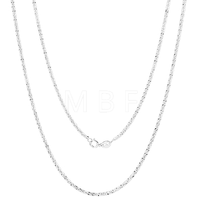 Rhodium Plated 925 Sterling Silver Thin Dainty Link Chain Necklace for Women Men JN1096B-06-1