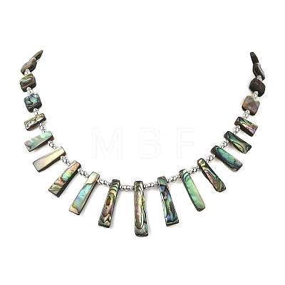Natural Paua Shell Rectangle Trapezoid Graduated Beaded Necklaces NJEW-JN06353-1