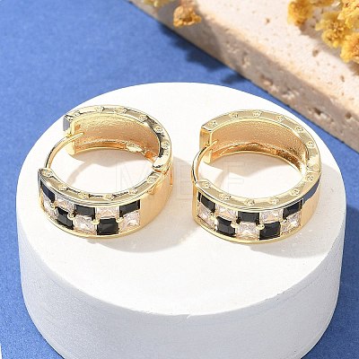 Brass Micro Pave Cubic Zirconia Hoop Earrings EJEW-H152-01C-G-1