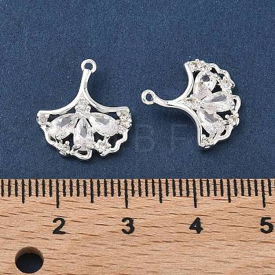 Brass Micro Pave Clear Cubic Zirconia Pendants KK-C168-03S-1