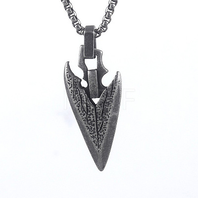 Vintage Alloy Viking Arrow Pendant Necklaces for Men WG8815F-01-1