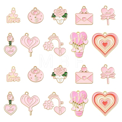 40Pcs 10 Styles Valentine's Day Theme Alloy Enamel Pendants ENAM-YW0008-63A-1