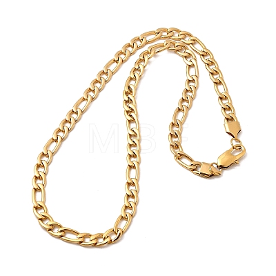 7MM 304 Stainless Steel Figaro Chain Necklaces for Women Men NJEW-B134-04A-G-1