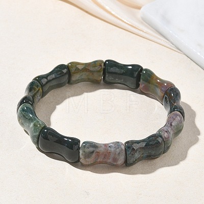 Bamboo Natural Indian Agate Beads Stretch Bracelets for Women Men BJEW-K304-01A-1