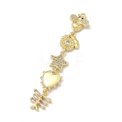 Brass Micro Pave Clear Cubic Zirconia Big Pendants KK-B176-02G-04-1