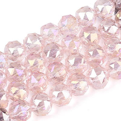 AB Color Plated Transparent Glass Round Beads Strands EGLA-T029-8mm-12T-13-1