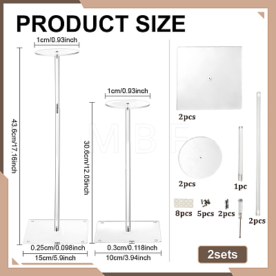 2Pcs 2 Sizes Height Adjustable Acrylic Hat Display Stands ODIS-WH0095-011-1