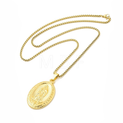 Stainless Steel Virgin Mary Pendant Necklace with Box Chains for Women LS-NJEW-E066-01G-1