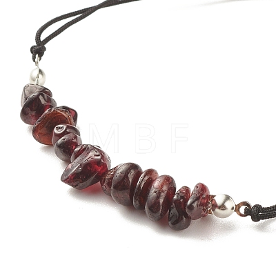 Natural Garnet Chips Braided Bead Bracelet BJEW-JB08019-12-1