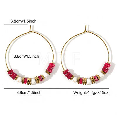 Bohemian Colorful Natural Stone Beaded Hoop Earrings for Women TC8754-2-1