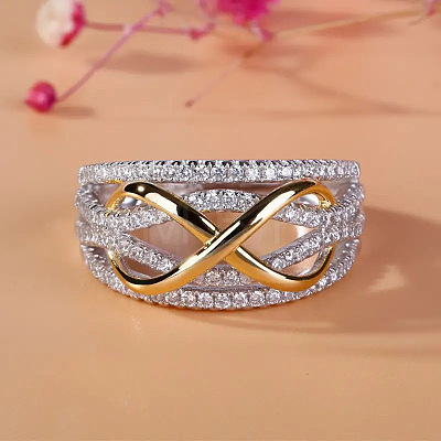 Brass Micro Pave Clear Cubic Zirconia Finger Rings WG69198-03-1